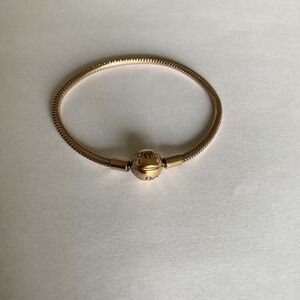 Authentic Pandora Bracelet 6.3" Pink Gold Pleated Sterling Silver Snake Chain